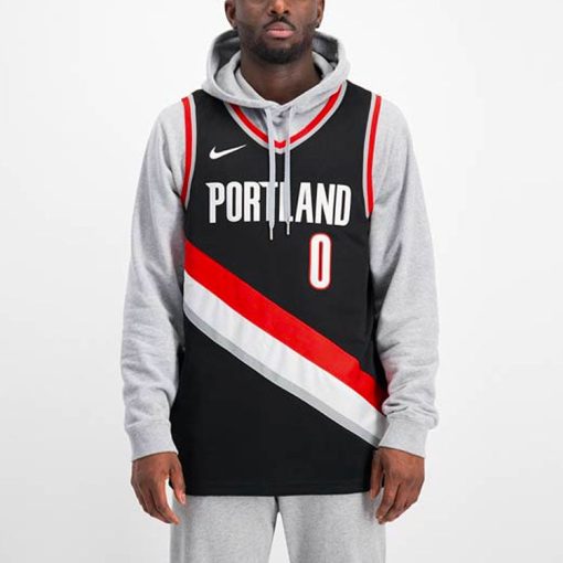 Nike Blazers Lillard No. 0 Black SW Fan Edition Basketball Jersey