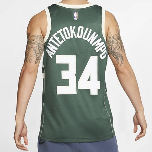 Nike Milwaukee Bucks No. 34 SW Fan Edition Basketball Jersey Vest | Green
