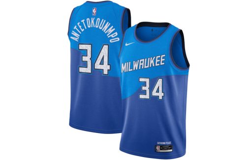 Nike Milwaukee Bucks No. 34 SW Fan Edition 20-21 City Basketball Jersey, Blue
