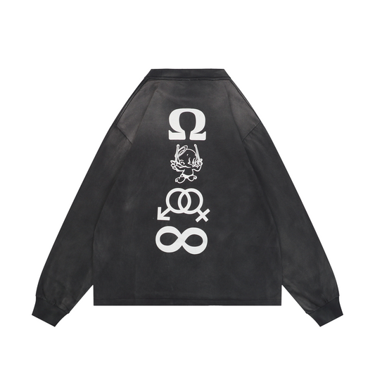 Saint Michael Distressed Candle-Print Long-Sleeve T-Shirt