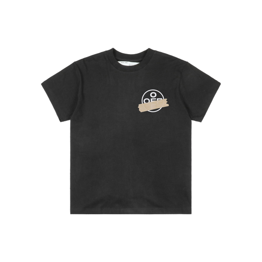 Off-White Yellow Tape Arrow Print T-Shirt | Black Short-Sleeve