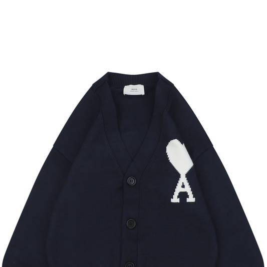 AMI Paris Heart-Jacquard Turtleneck Cardigan | Knit Layer