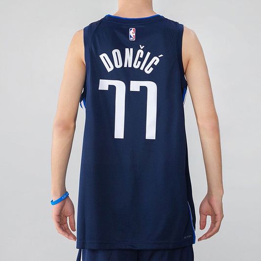 Nike Dallas Mavericks Doncic No. 77 Navy Blue 20–21 SW Fan Edition Basketball Jersey