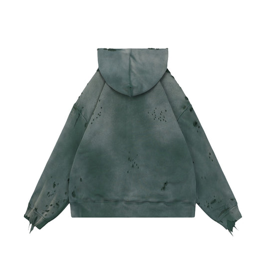 Saint Michael Double-Layer Distressed Waffle-Knit Hoodie