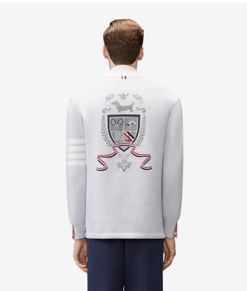 Thom Browne Color-Block Cardigan | Four-Bar Patch