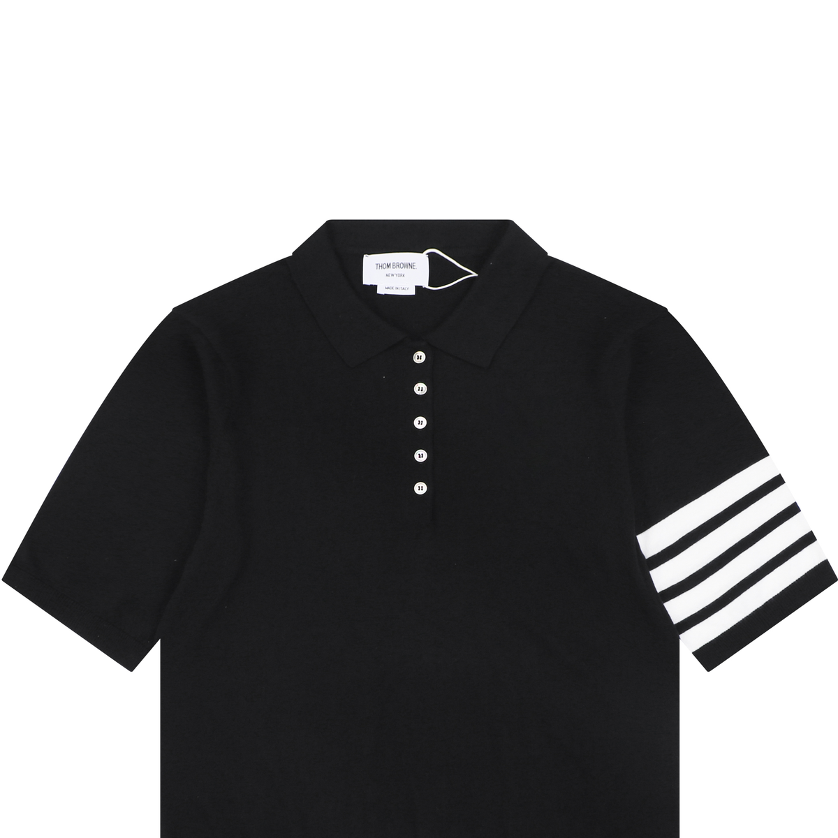 Thom Browne Navy Blue 4-Bar 5-Button Short-Sleeve Polo