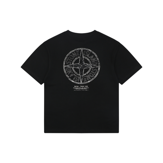 Stone Island Mottled Compass Logo Print T-Shirt | Black