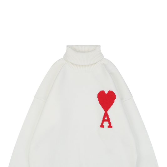 AMI Paris Heart-Jacquard Turtleneck Sweater | Knit Pullover