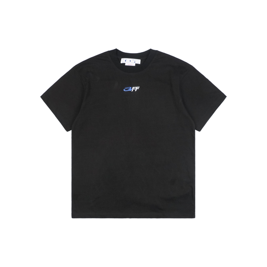 Off-White Blue Arrow & Letter Embroidery T-Shirt | Black Short-Sleeve