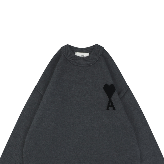 AMI Paris Heart-Logo Crewneck Sweater | Knit Pullover