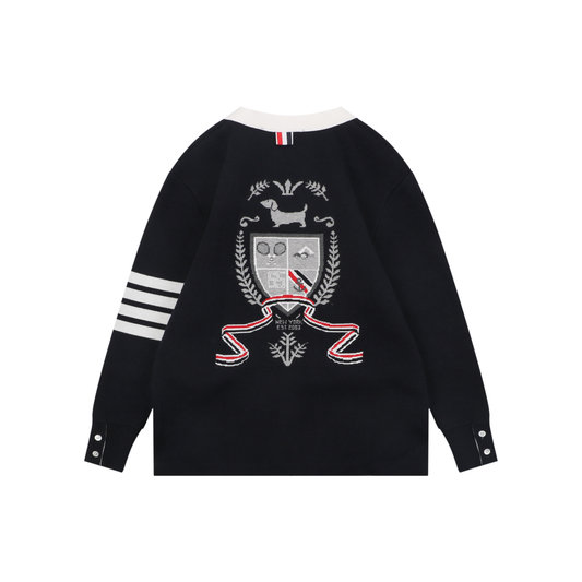 Thom Browne Color-Block Cardigan | Four-Bar Patch