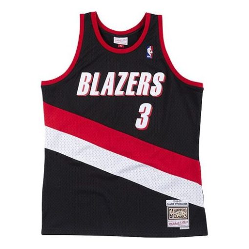 Mitchell & Ness Black Red White Basketball Jersey