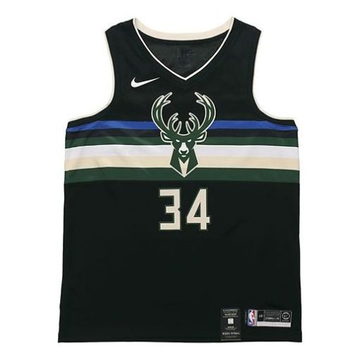Nike Milwaukee Bucks SW Fan Edition Basketball Jersey/Vest, Alphabet 34, Black