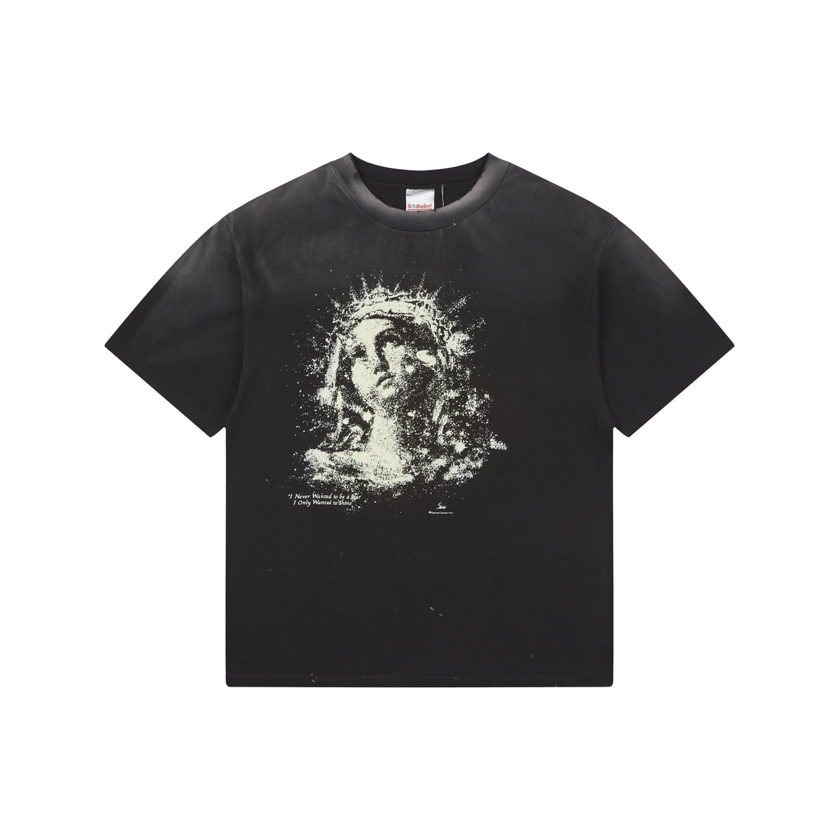 Saint Michael Glow-in-the-Dark Crown of Thorns Madonna Print Short-Sleeve T-Shirt