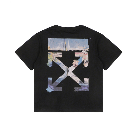 Off-White Watercolor Oil Painting Arrow Print T-Shirt | Black Short-Sleeve