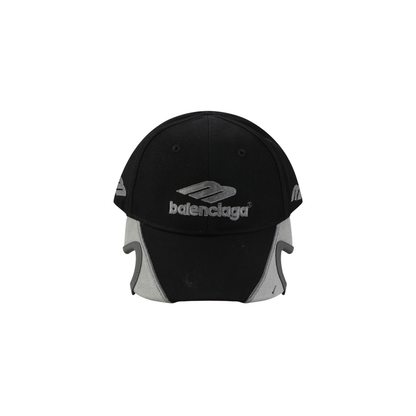 Balenciaga Embroidered Eyelet Baseball Cap – Black/Grey