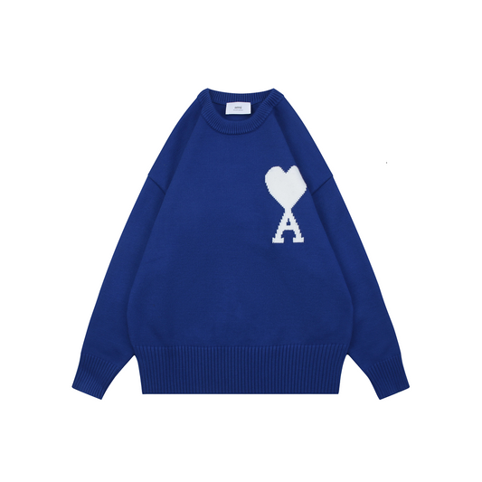 AMI Paris Heart-Jacquard Crew-Neck Sweater | Knit Pullover