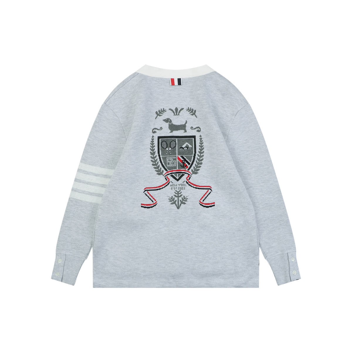 Thom Browne Color-Block Cardigan | Four-Bar Patch