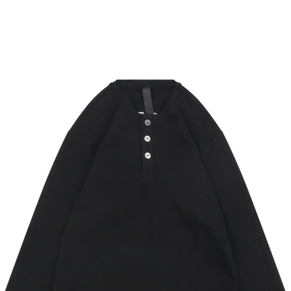 Chrome Hearts Embroidered Waffle-Knit Long-Sleeve Henley with Silver Buttons