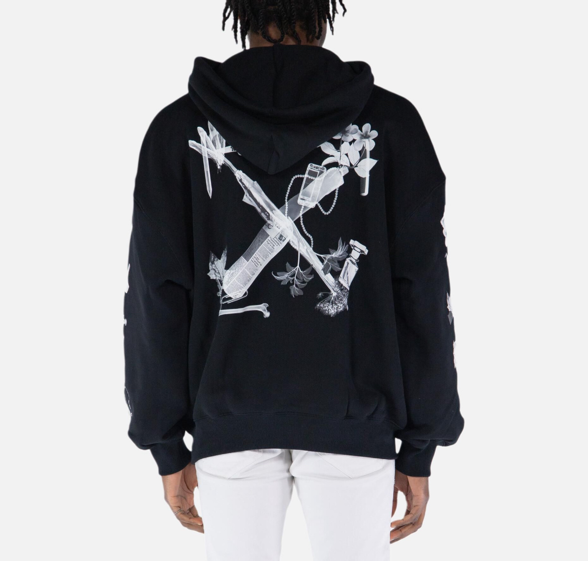 Off-White Digital Headphones Arrow Print Hoodie – Black | Y2K MP3 Graphic Oversized Streetwear Sweatshirt