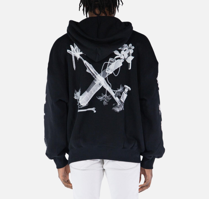 Off-White Digital Headphones Arrow Print Hoodie – Black | Y2K MP3 Graphic Oversized Streetwear Sweatshirt