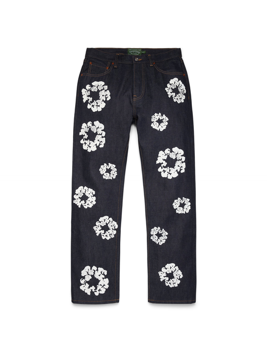 Denim Tears Straight Cotton Wreath Denim Pants | Light Wash