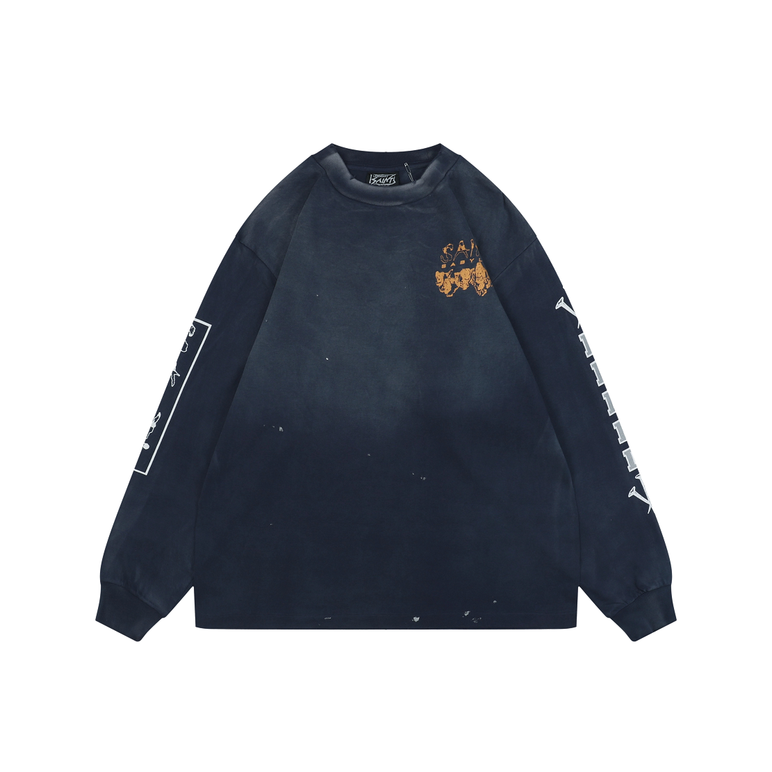 Saint Michael Wolf Head and Nail Print Long-Sleeve Top