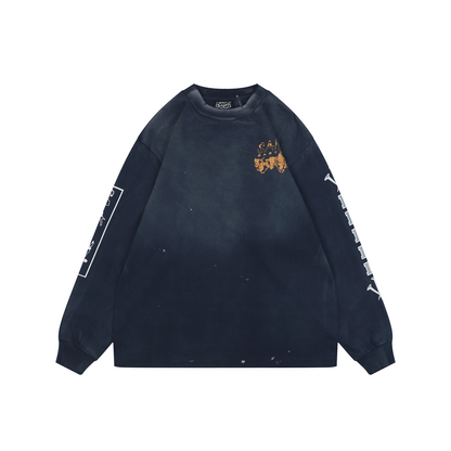 Saint Michael Wolf Head and Nail Print Long-Sleeve Top