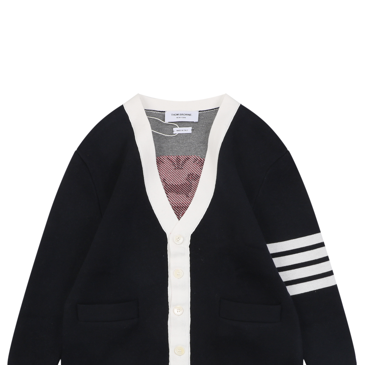 Thom Browne Color-Block Cardigan | Four-Bar Patch