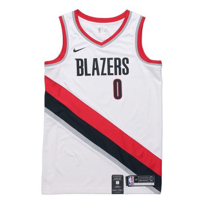 Nike Portland Trail Blazers Damian Lillard Association Edition Swingman Jersey, White Red Black
