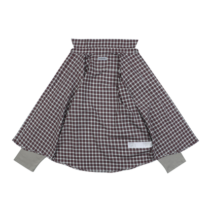 Balenciaga Red & Grey Plaid Long-Sleeve Shirt | Faux-Layered Style
