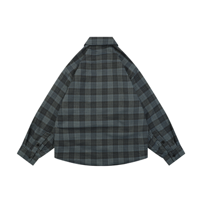 Balenciaga Blue-Grey Plaid Quilted Jacket