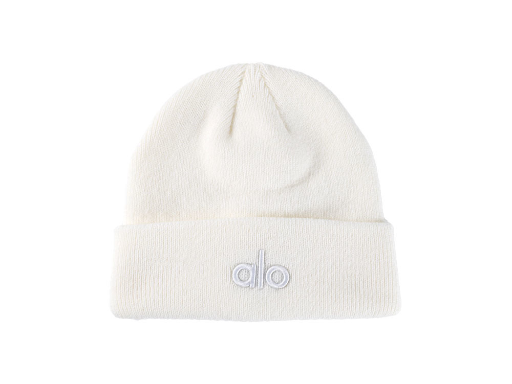 Alo Yoga Recycled Fiber Beanie | White Knit Hat