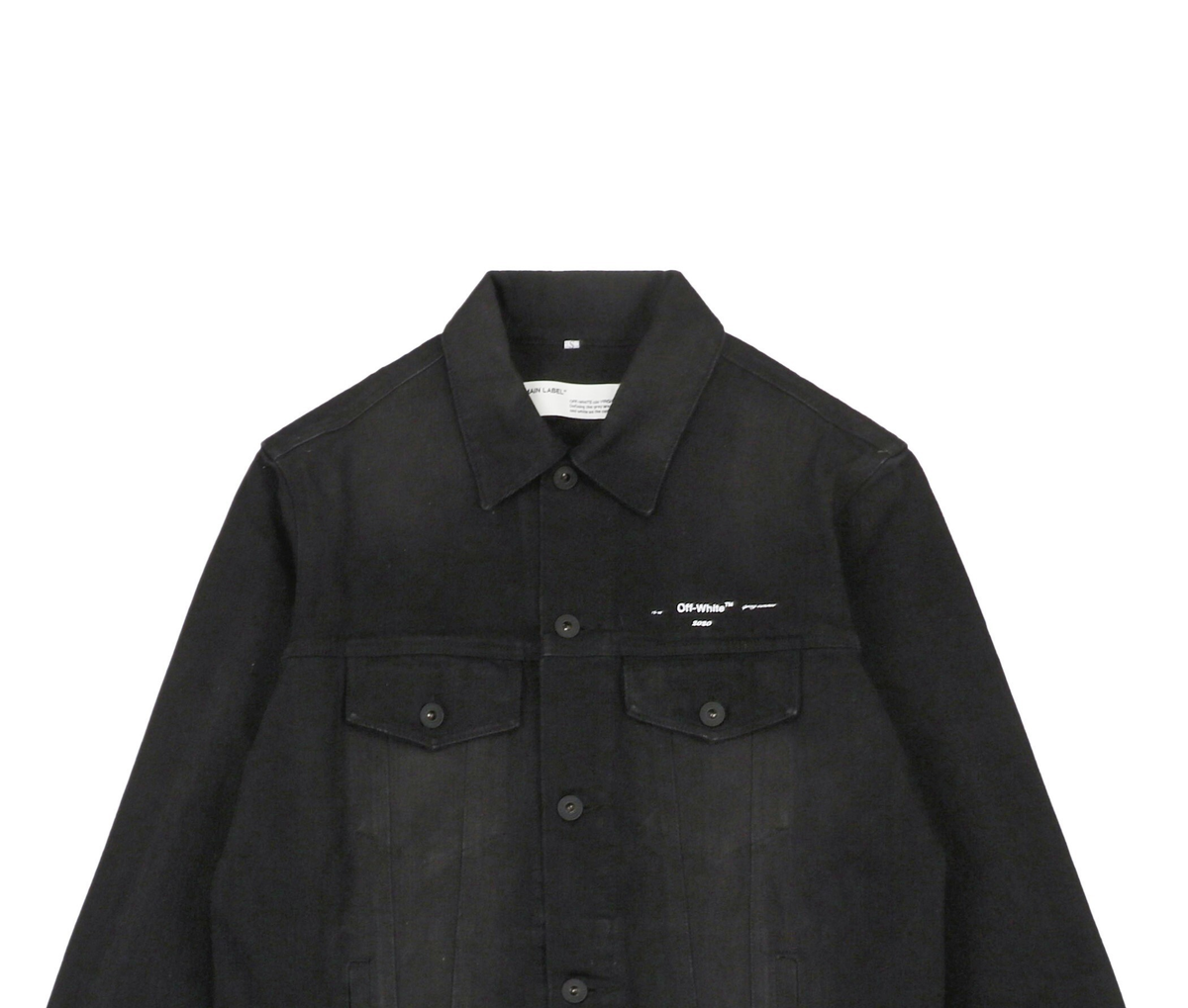 Off-White Yellow Rubber Arrow Print Denim Jacket