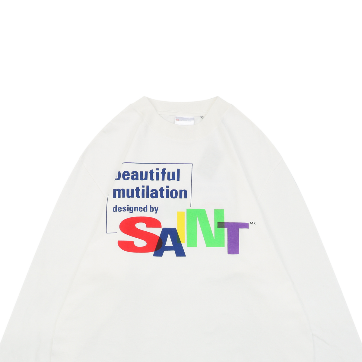 Saint Michael FW25 White Long-Sleeve T-Shirt, Multicolor SAINT Print