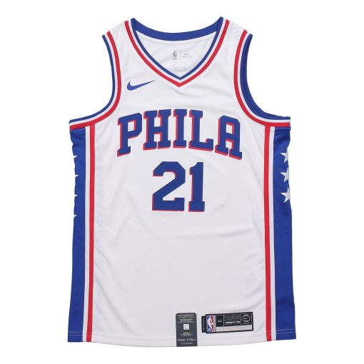 Nike Philadelphia 76ers No. 21 SW Fan Edition Basketball Jersey | Home White