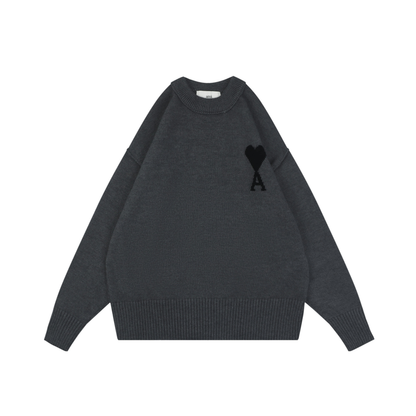 AMI Paris Heart-Logo Crewneck Sweater | Knit Pullover
