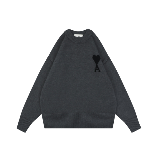 AMI Paris Heart-Logo Crewneck Sweater | Knit Pullover