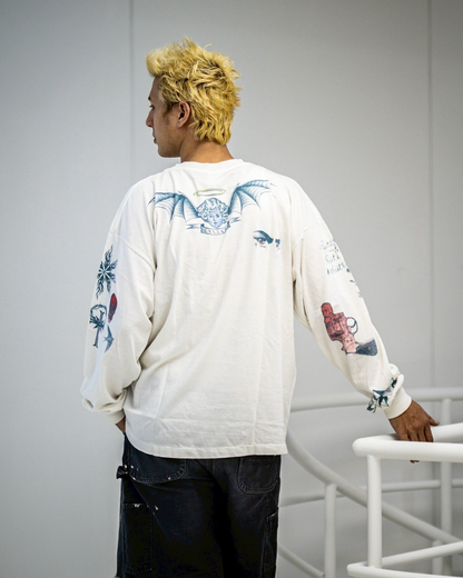 Saint Michael FW25 Tattoo-Print Long-Sleeve Top