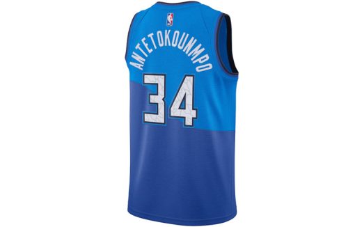 Nike Milwaukee Bucks No. 34 SW Fan Edition 20-21 City Basketball Jersey, Blue