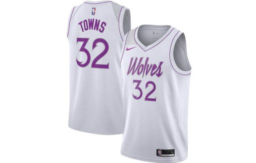 Nike Minnesota Timberwolves Downs No. 32 White SW Jersey