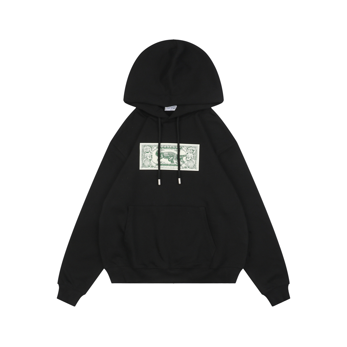 Off-White Crocodile Dollar Bill Print Hoodie – Black | Oversized Graphic Streetwear Sweatshirt