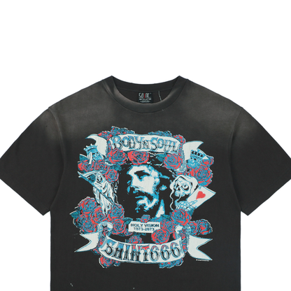 Saint Michael Rose and Jesus Graphic Short-Sleeve T-Shirt