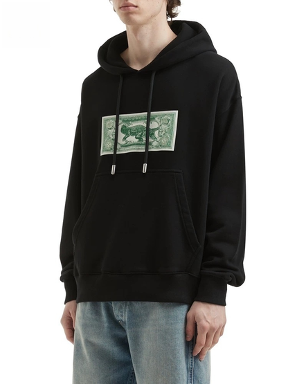 Off-White Crocodile Dollar Bill Print Hoodie – Black | Oversized Graphic Streetwear Sweatshirt
