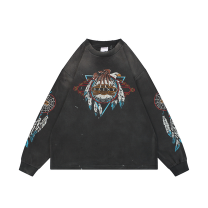 Saint Michael Flying Eagle Feather Print Long-Sleeve T-Shirt