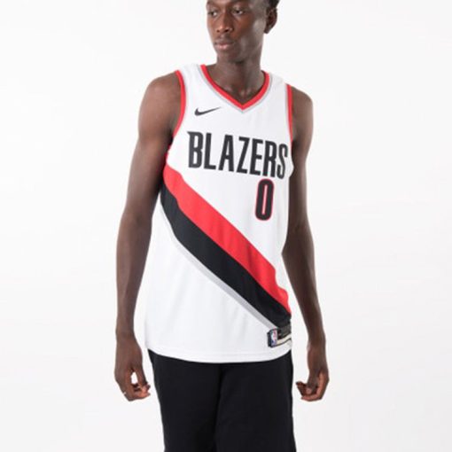 Nike Portland Trail Blazers Damian Lillard Association Edition Swingman Jersey, White Red Black