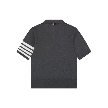 Thom Browne 5-Button Short-Sleeve Polo | Tennis Racket Motif