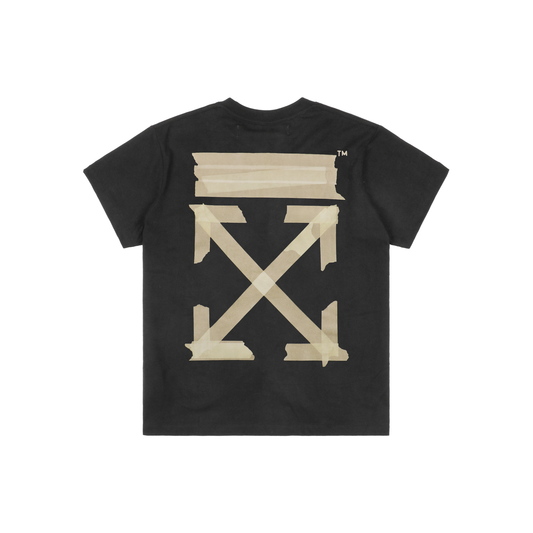 Off-White Yellow Tape Arrow Print T-Shirt | Black Short-Sleeve