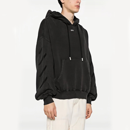 Off-White Saint Matthew & Angel Caravaggio Print Hoodie – Black | Baroque Art Tonal Graphic Oversized Sweatshirt