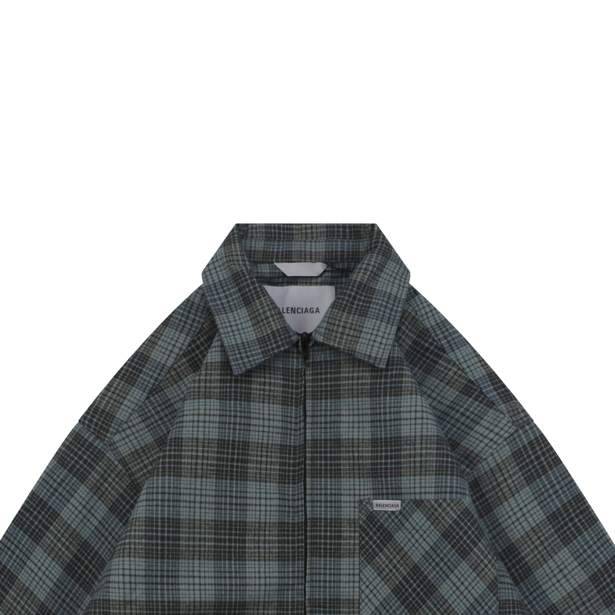 Balenciaga Blue-Grey Plaid Quilted Jacket